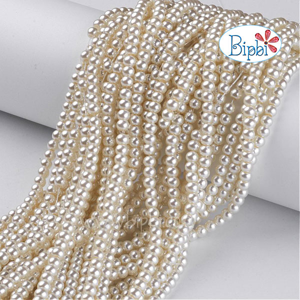 Ngọc trai thủy tinh 4mm trắng ngà