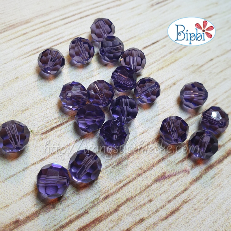 Pha lê Tiệp tròn 8mm tím tanzanite