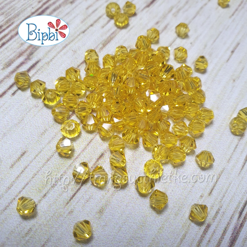 Pha lê Tiệp 4mm màu vàng tươi (light topaz)