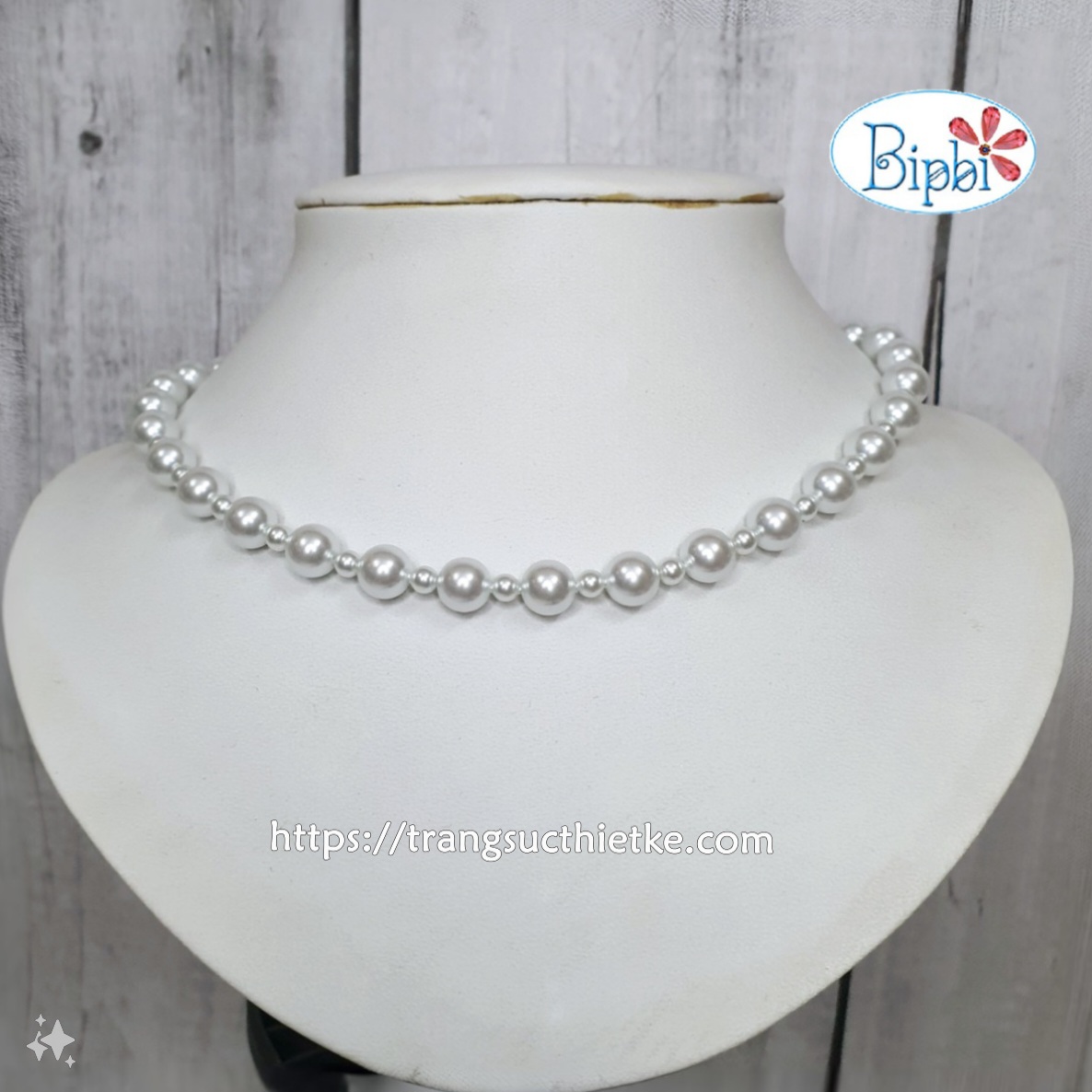 Vòng cổ ngọc trai pha lê Swarovski