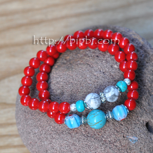 VTD 677 - Chuỗi mala mashan jade đỏ phối xanh