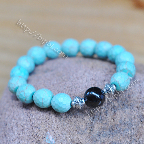 VTD 743 - Vòng tay turquoise mix mã não đen