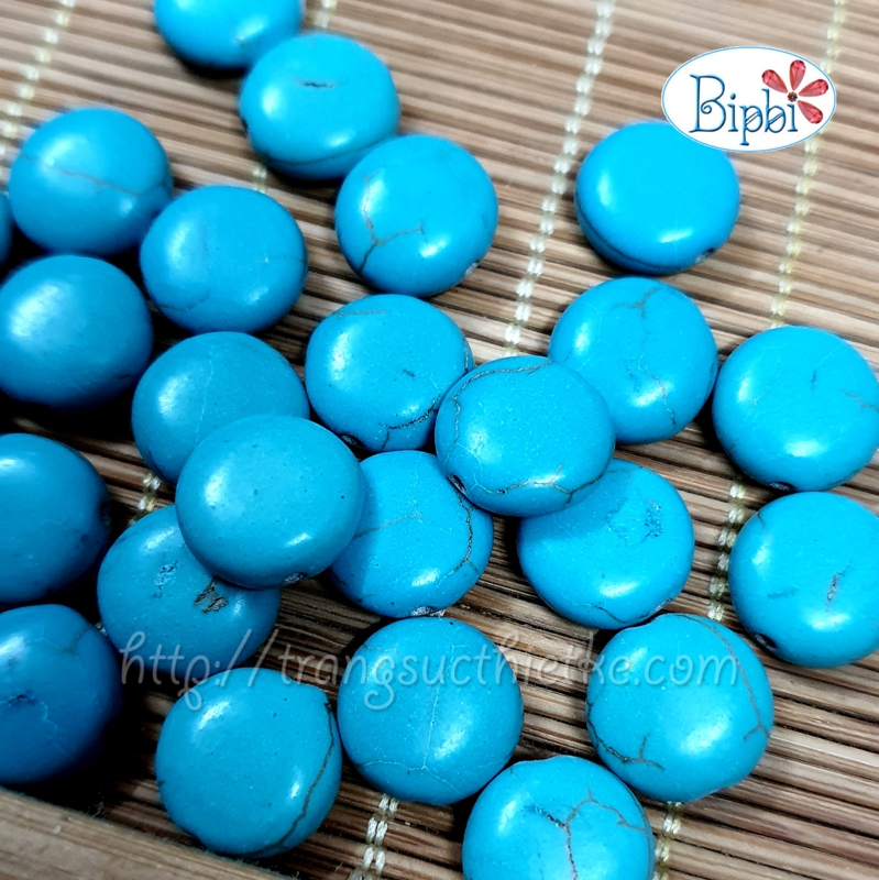 Đá turquoise 12mm tròn dẹt