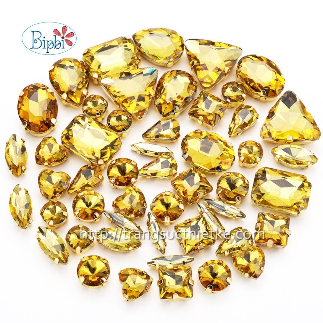 Đá có đế đính kết màu vàng tươi trong