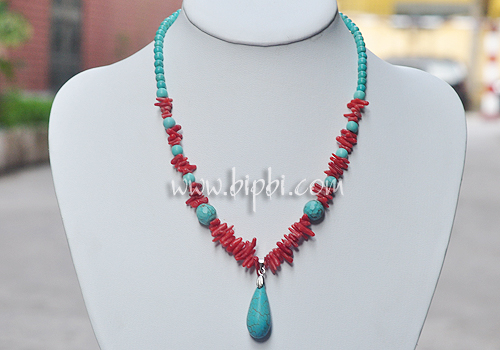 VCD 183 - Vòng cổ san hô phối đá turquoise
