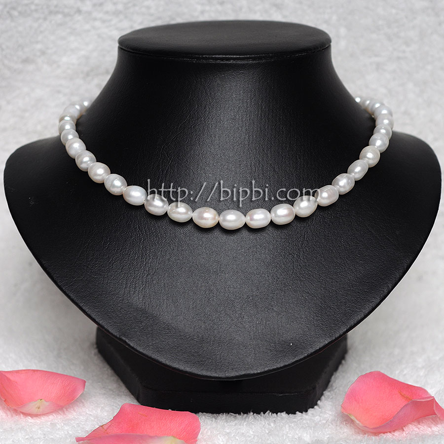 VCT 135 - Vòng cổ ngọc trai trắng dáng xoài