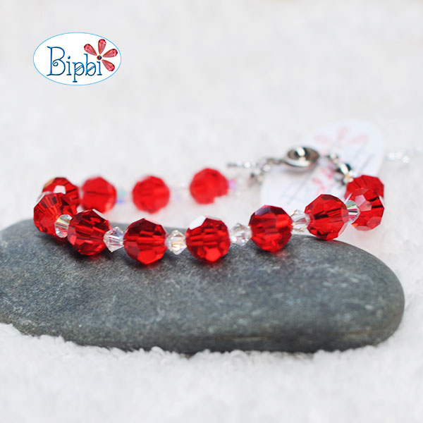 VTP 611 - Vòng tay pha lê Swarovski đỏ trắng