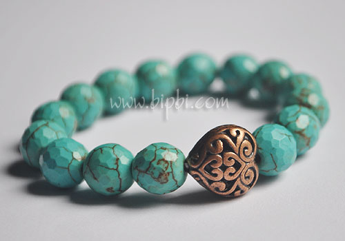 VTD 315 - Vòng tay đá turquoise giác cạnh