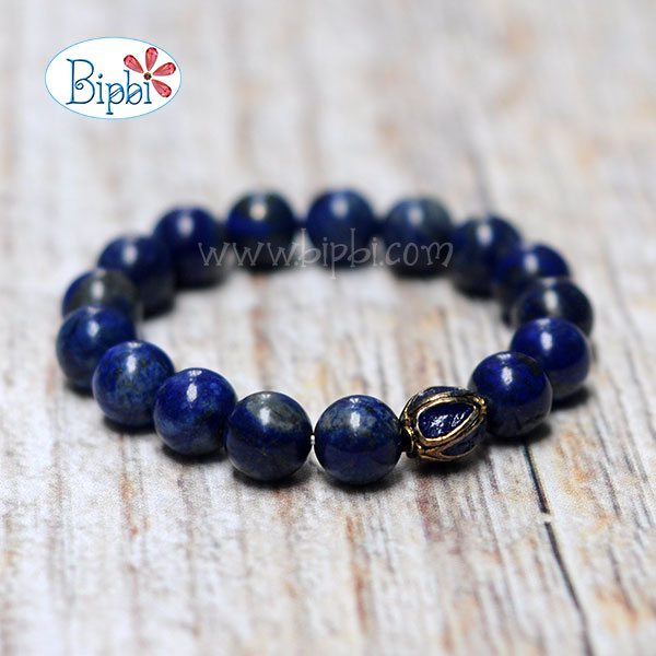 VTD 808 - Vòng tay lapis lazuli hạt đồng