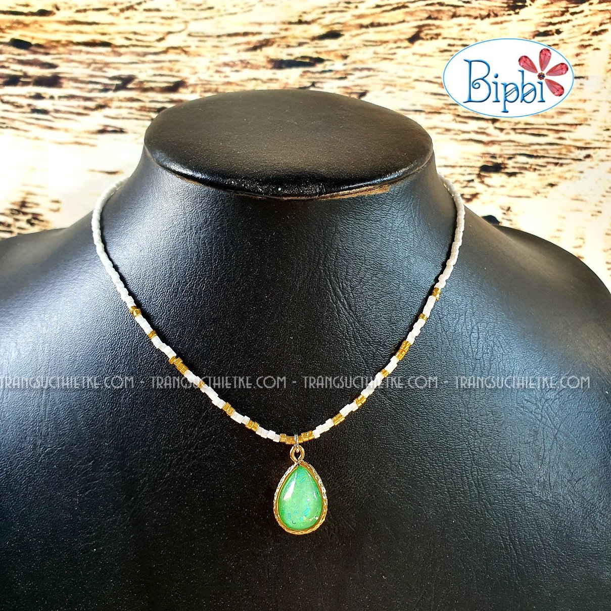 Vòng cổ mặt opal xanh