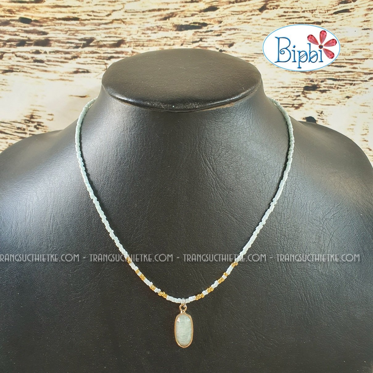 Vòng cổ chocker mặt amazonite