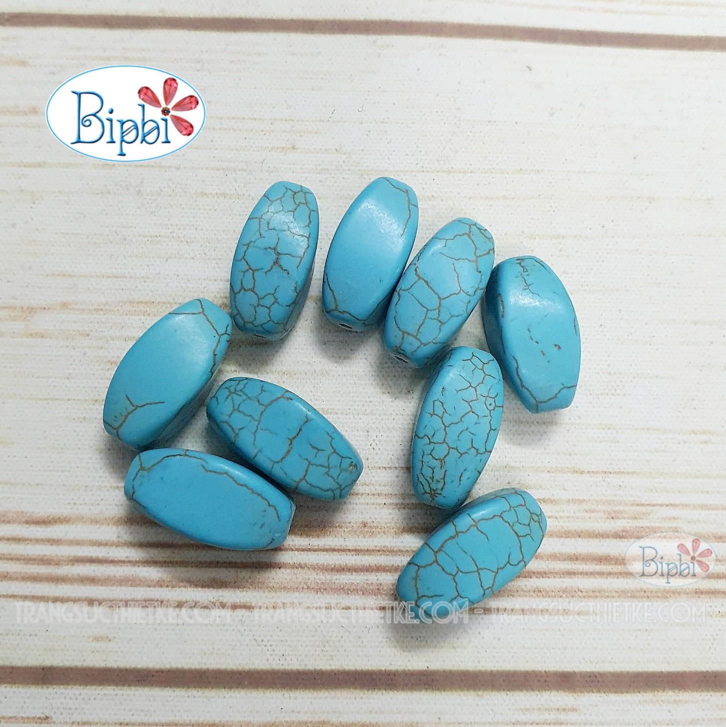 Hạt lu đá turquoise xoắn dài