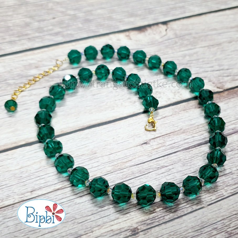 Vòng cổ pha lê Swarovski màu emerald