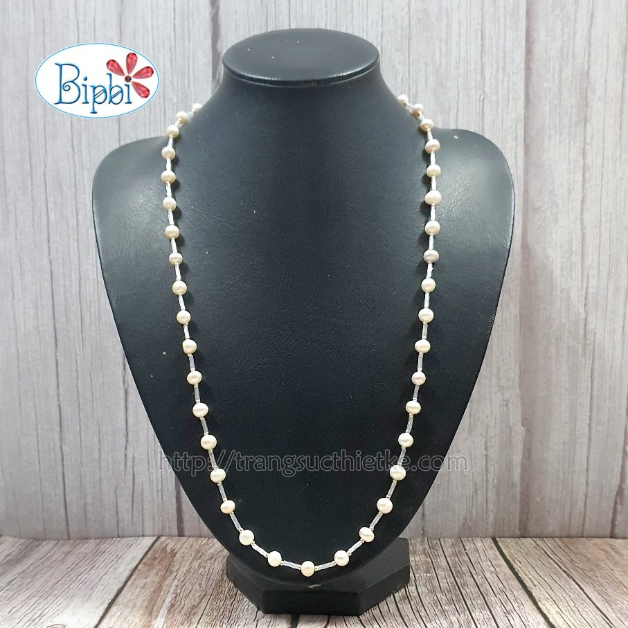 Vòng cổ ngọc trai mix cườm dáng dài