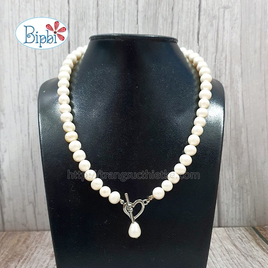 Vòng cổ ngọc trai khóa tim