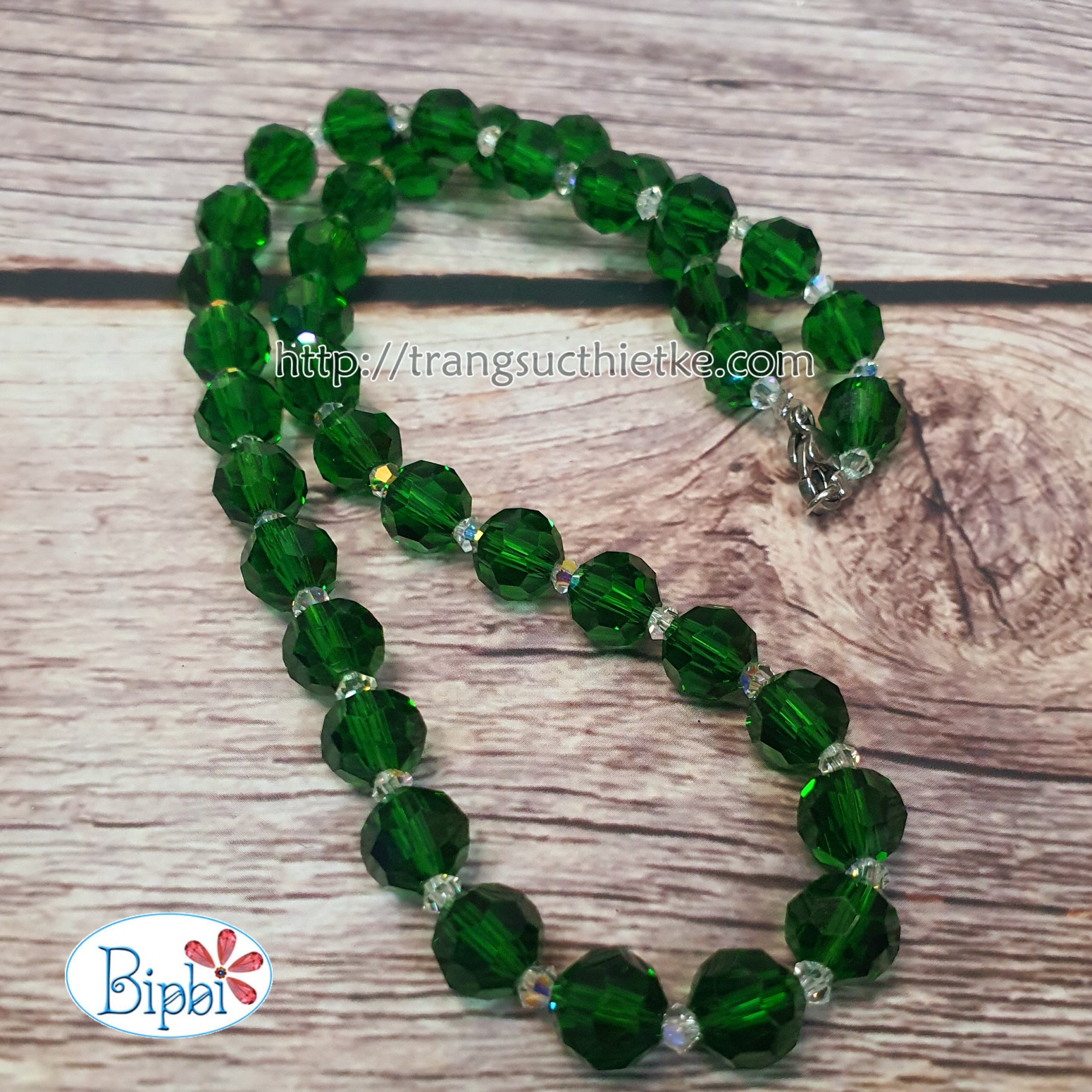 Vòng cổ pha lê Preciosa xanh lá