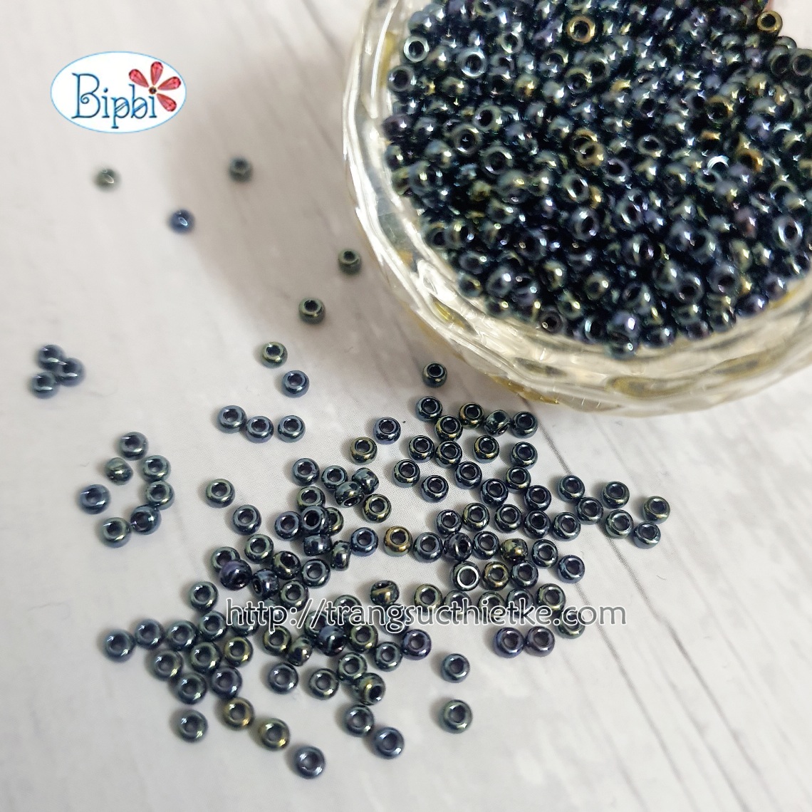 Cườm Nhật Miyuki 2mm đen chì ánh kim