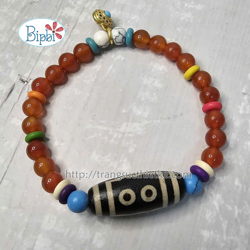 Vòng tay mã não đỏ hạt dzi