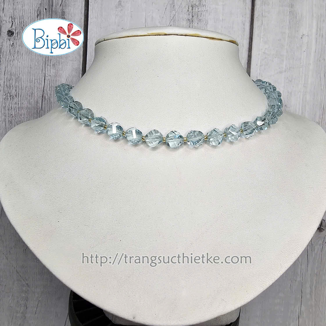 Vòng cổ pha lê Swarovski xanh lơ