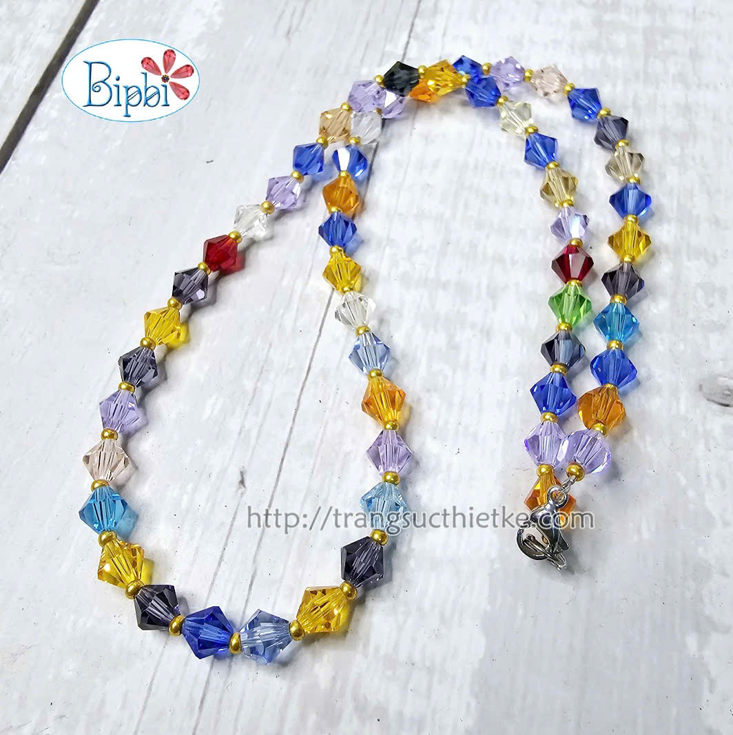 Vòng cổ pha lê Preciosa mix cầu vồng