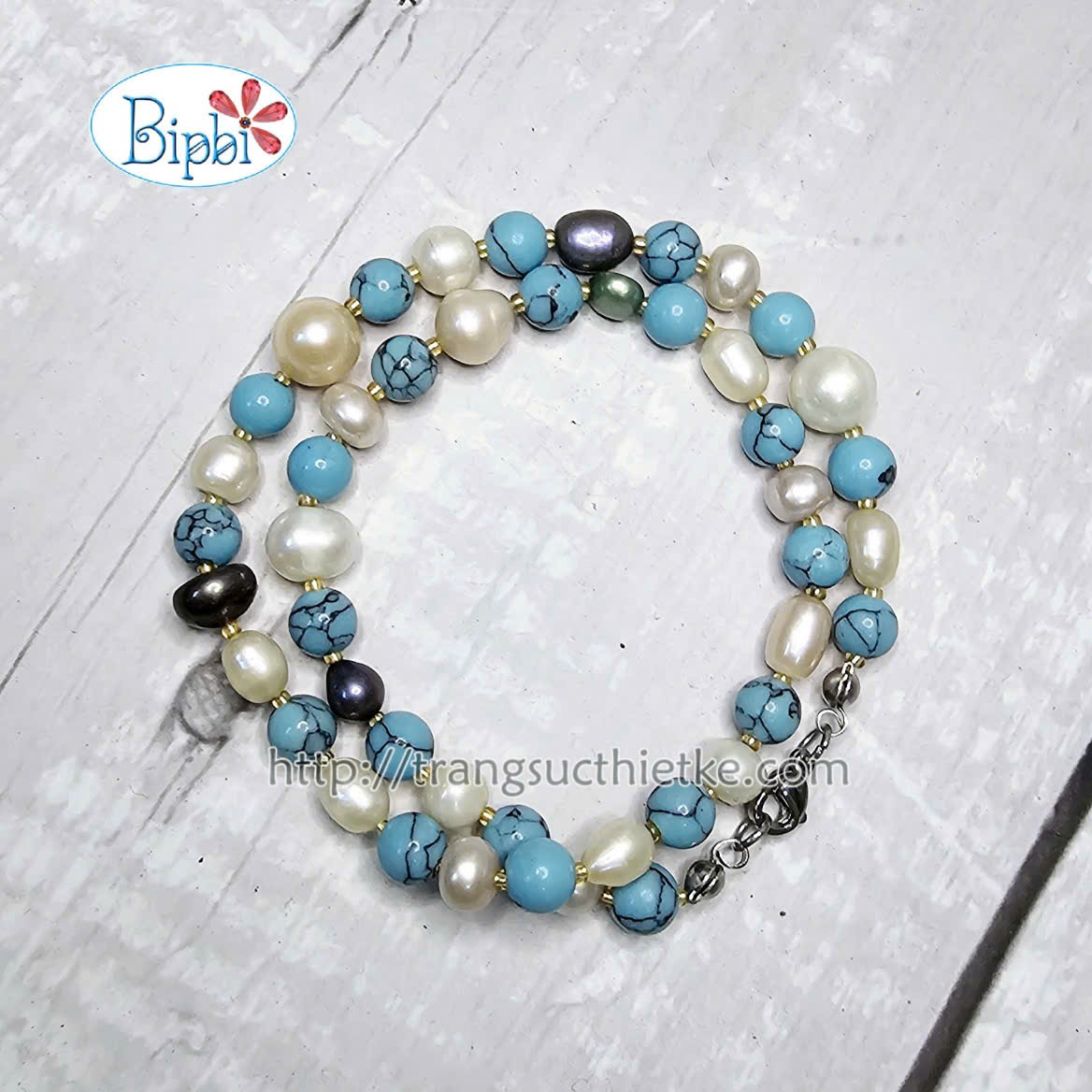 Vòng tay ngọc trai phối turquoise