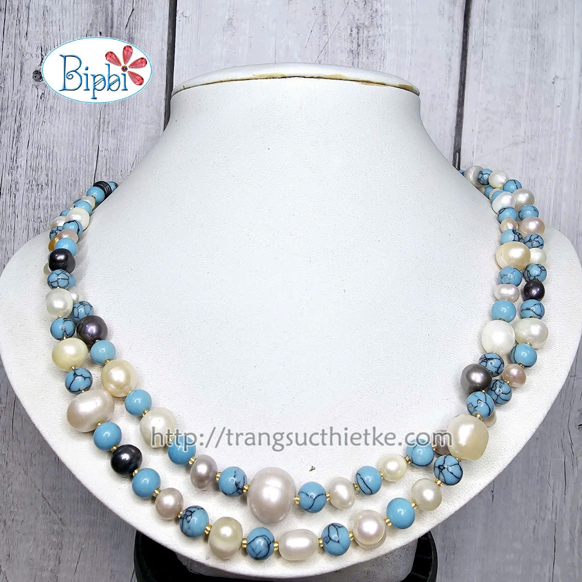 Vòng cổ ngọc trai phối đá