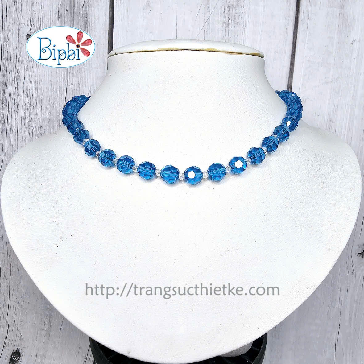 Vòng cổ pha lê Preciosa xanh biển