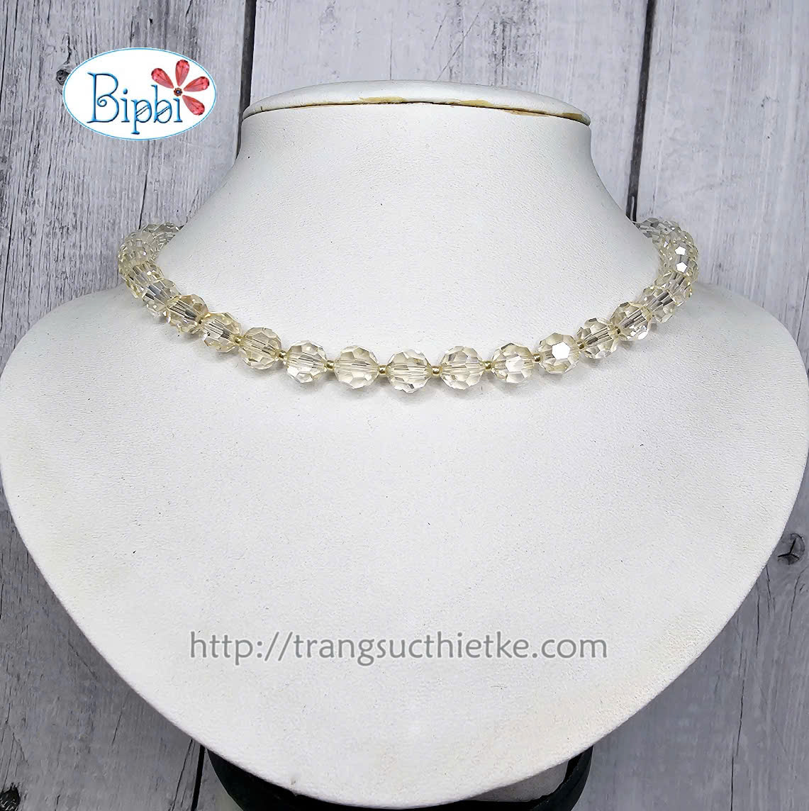 Vòng cổ pha lê Preciosa honey 8mm
