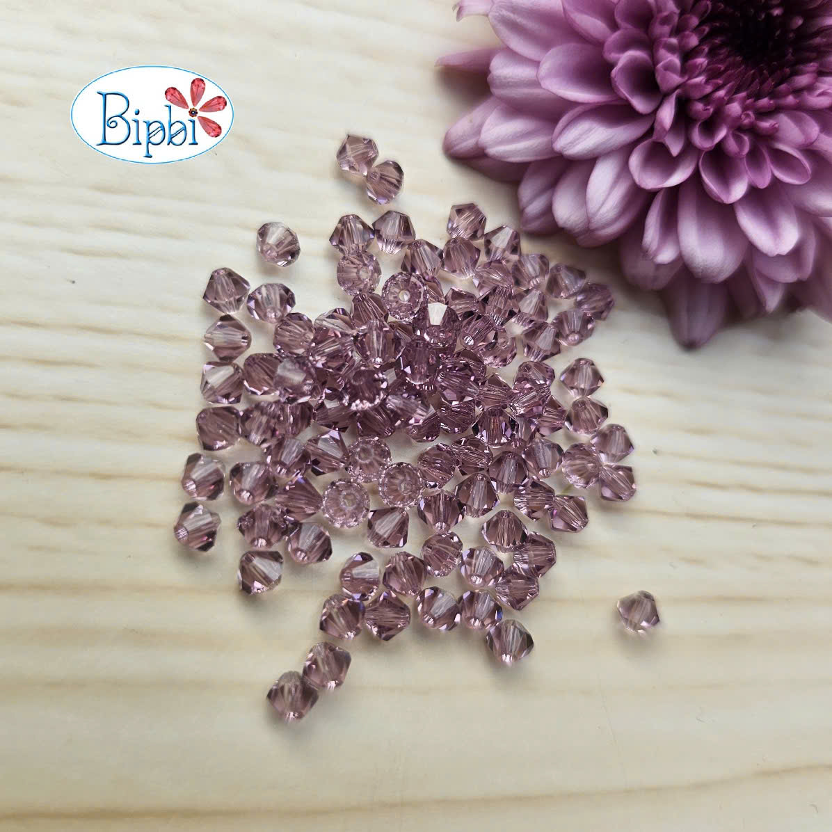 Pha lê Preciosa 4mm màu tím nhạt (light amethyst)