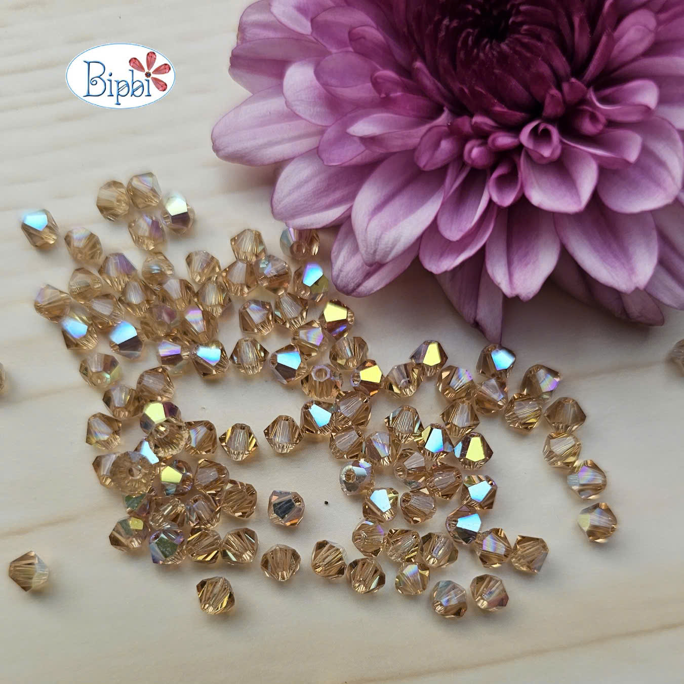 Pha lê Preciosa 4mm màu nâu đất xà cừ (colorado topaz AB)
