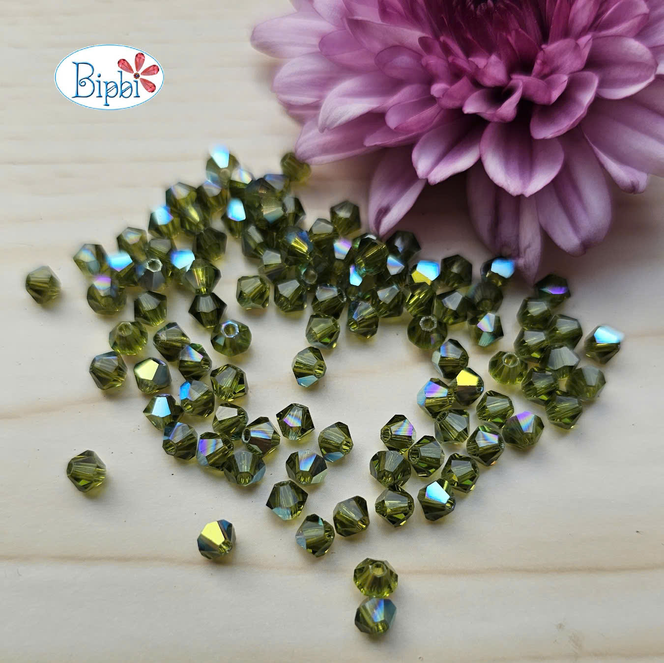 Pha lê Preciosa 4mm mùa xanh rêu AB (olivine AB)