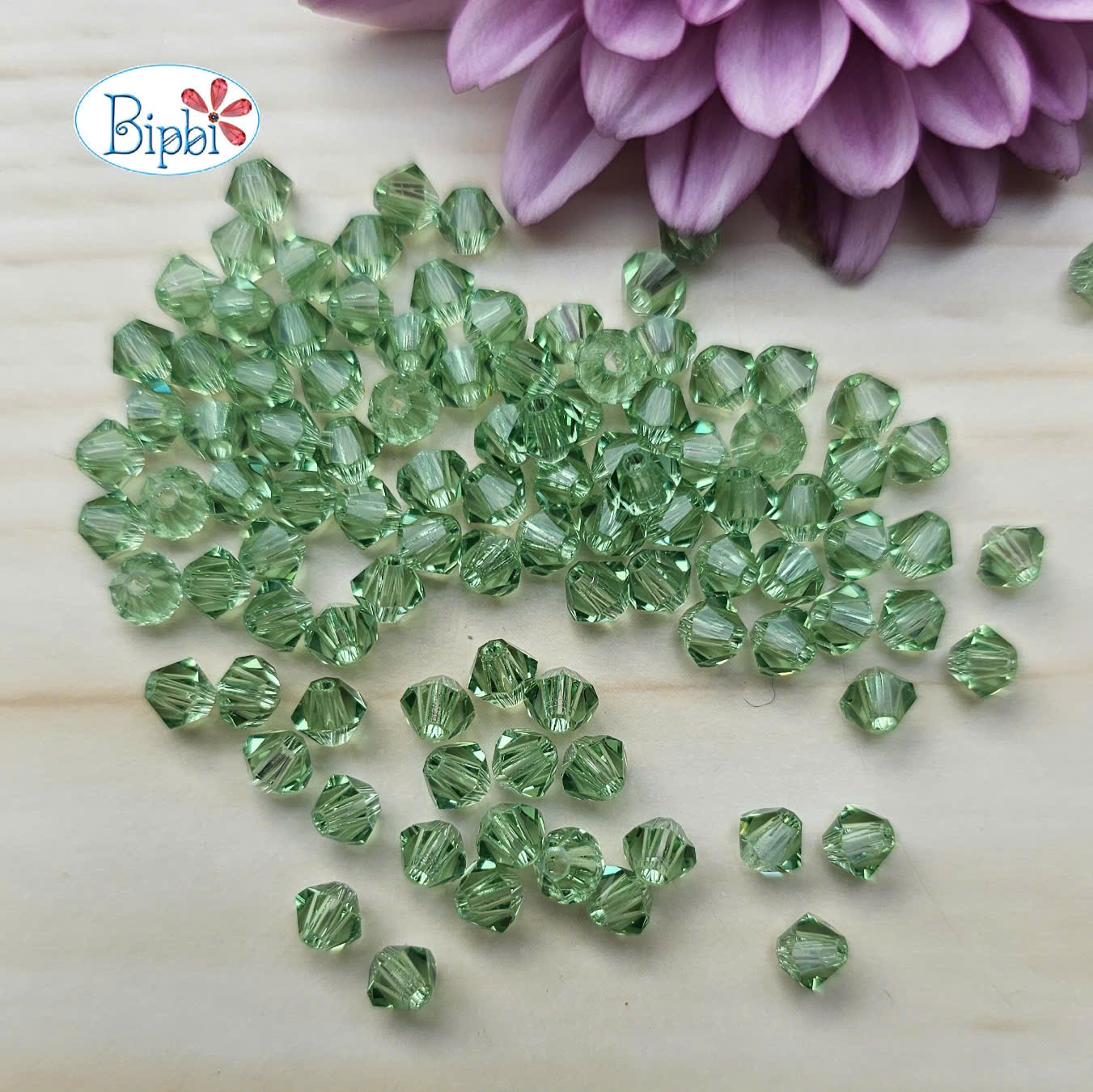 Pha lê Preciosa 4mm màu xanh lá (peridot)