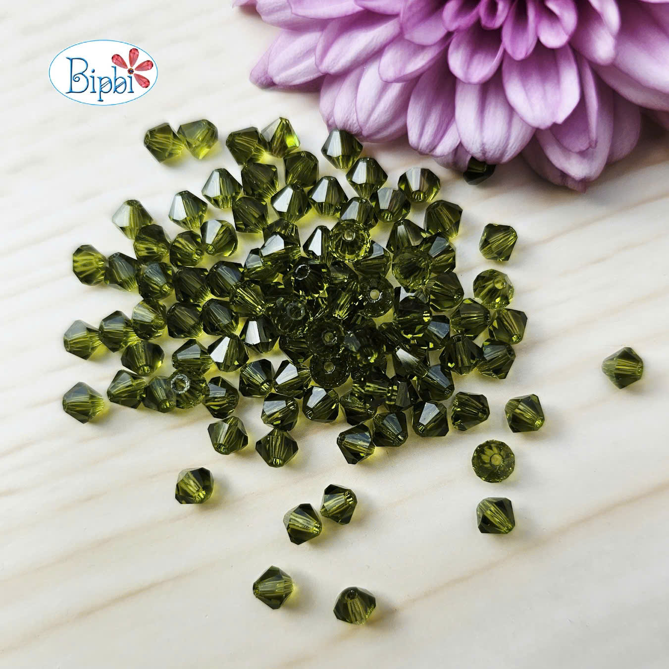 Pha lê Preciosa 4mm màu xanh rêu (olivine)