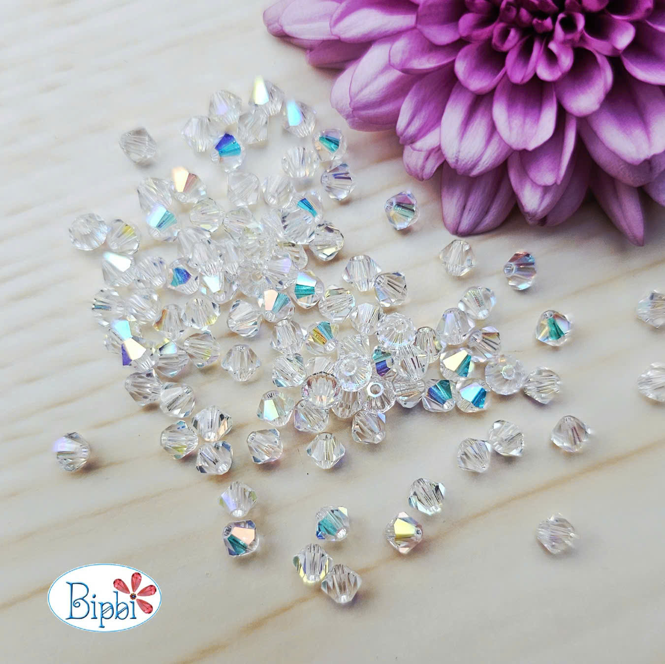 Pha lê Preciosa 4mm màu trắng xà cừ (AB)