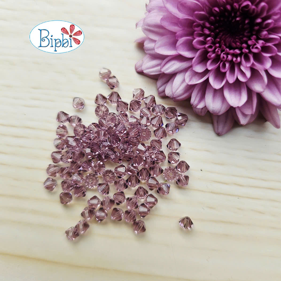 Pha lê Preciosa 4mm màu tím nhạt (light amethyst)