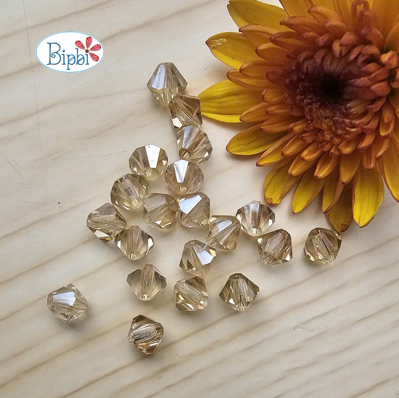 Pha lê Preciosa 6mm màu vàng trà nhạt honey