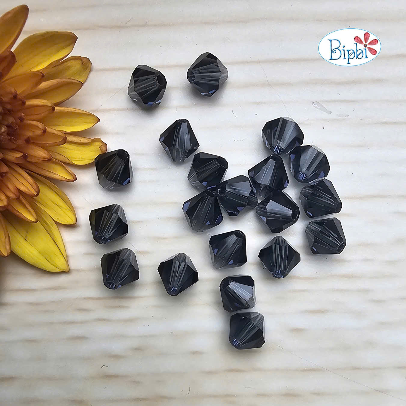 Pha lê Preciosa 6mm màu khói xám black diamond