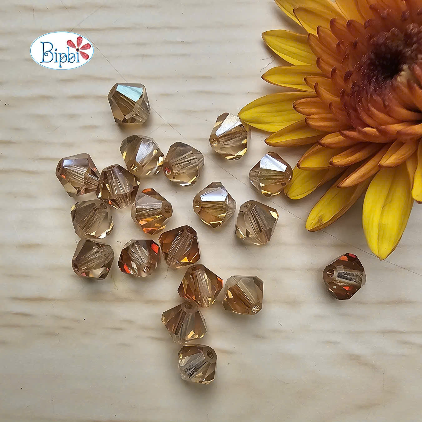 Pha lê Preciosa 6mm màu vàng trà đậm celsian