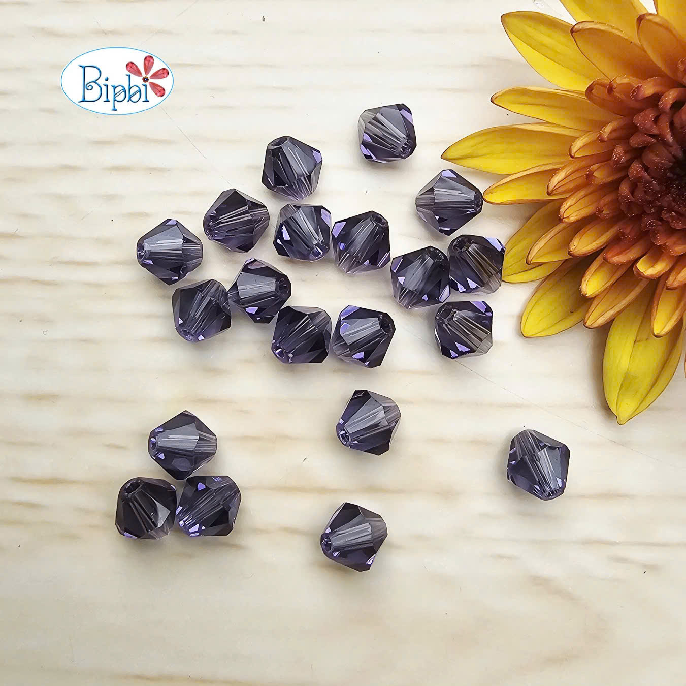 Pha lê Preciosa 6mm màu tím hoa cà tanzanite