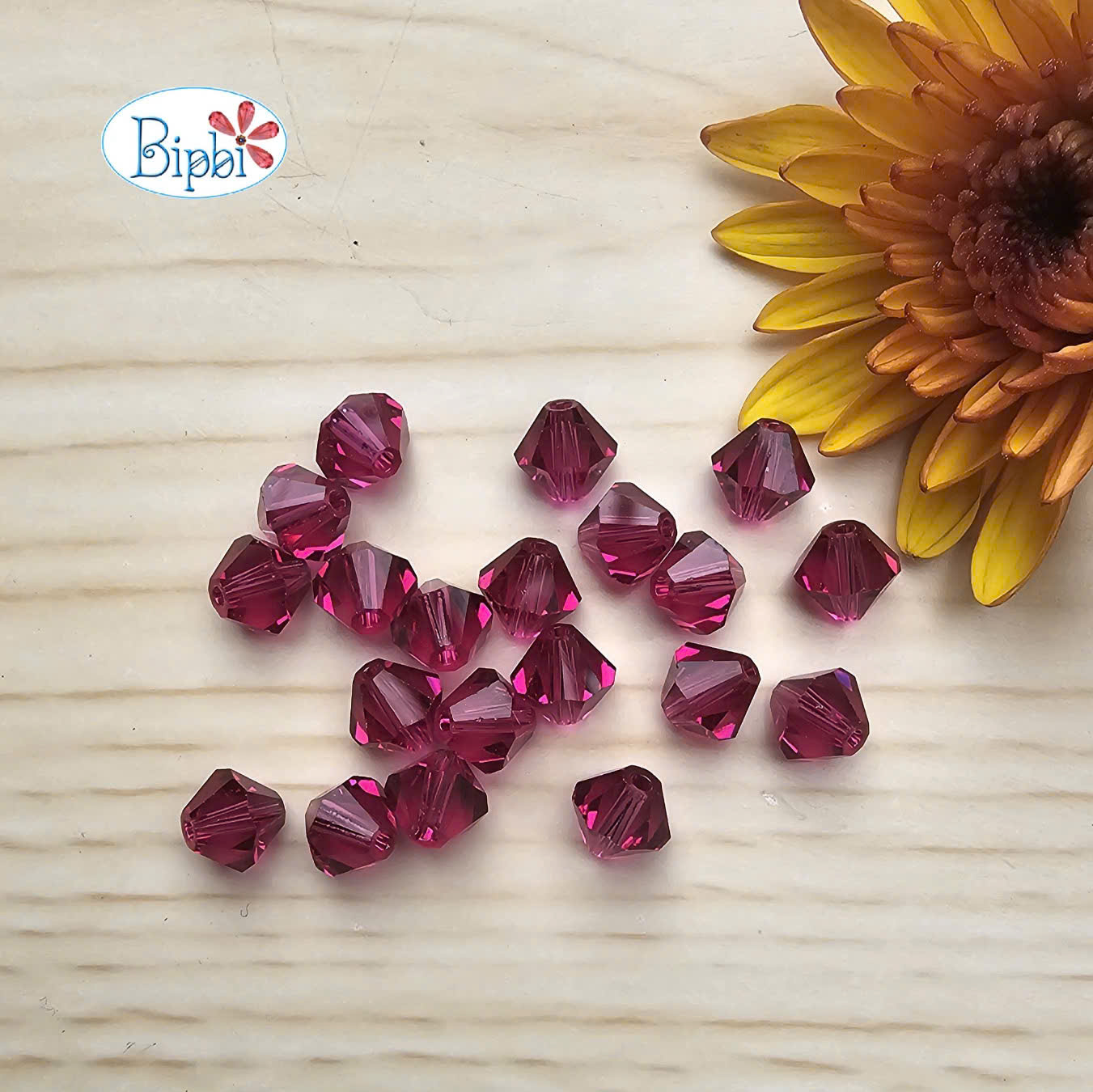 Pha lê Preciosa 6mm hồng tím fuchsia