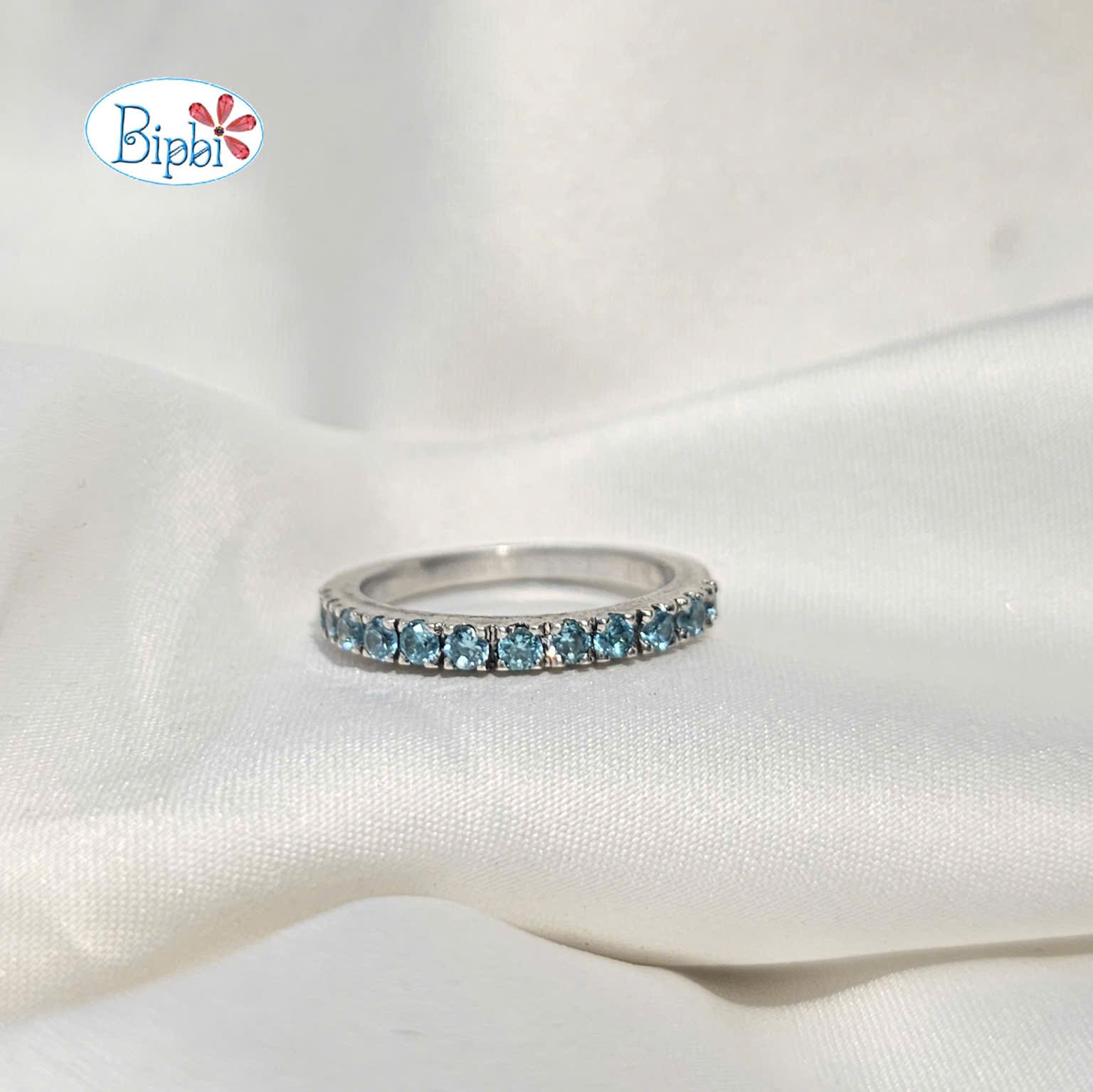 Nhẫn bạc nữ đá topaz tấm