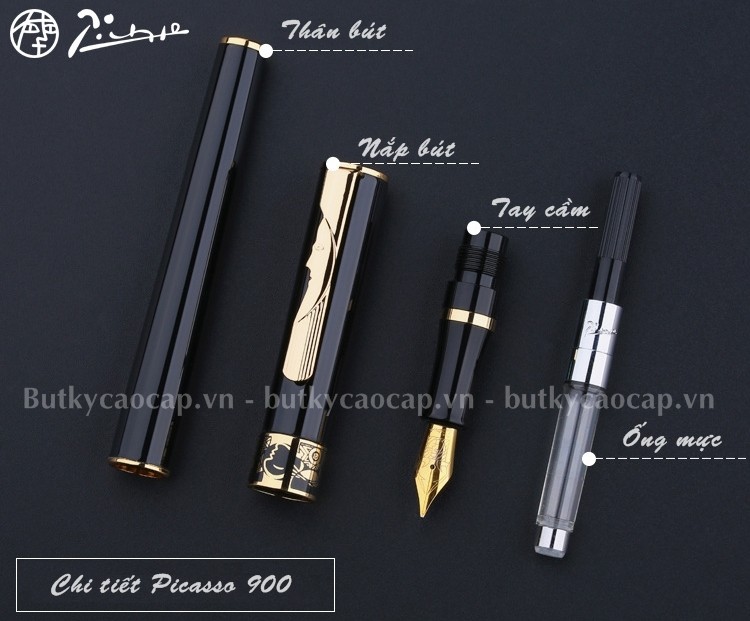 Chi tiết bút máy cao cấp Picasso PS-900 màu đen