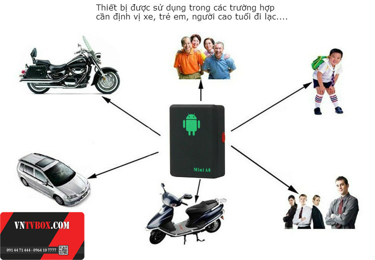 Bộ định vị thông minh Mini A8 chống mất tài sản hiệu quả