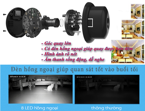 CAMERA IP WIFI không dây siêu nhỏ quay lén cực tốt