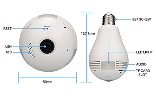 Camera Wifi hình bóng đèn ngụy trang cực tốt với góc quay 360 độ HD