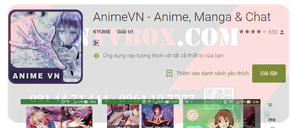 Chia sẻ ứng dụng miễn phí đọc truyện manga, anime trên Android tv Box