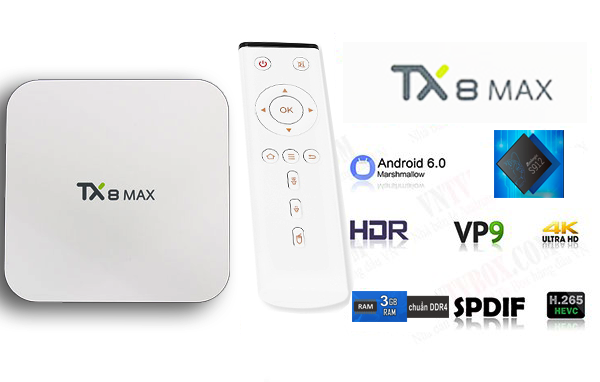Tanix TX8 MAX phiên bản 32GB Ram 3GB chip xử lý hàng đầu amlogic S912