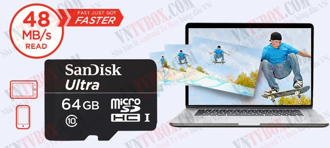 Thẻ nhớ mirco SD ScanDisk 64GB Class 10 chất lượng chuẩn quốc tế