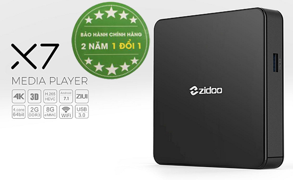 ZIDOO X7 chip 4 nhân RK3328 ram 2GB giá bình dân có bluetooth HĐH 7.1