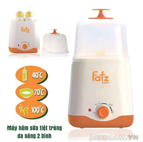 Máy hâm sữa tiệt trùng đa năng 2 bình cổ rộng Fatzbaby FB3011SL